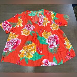 Old Navy Vibrant Floral Print Top Women L
